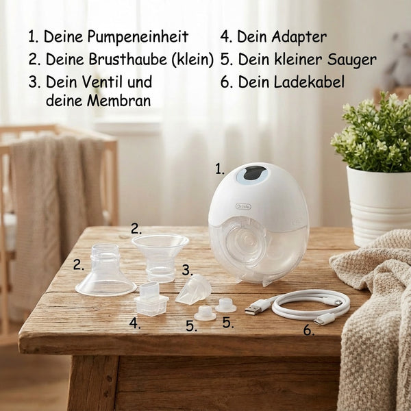 Diskret. Leise. Freihändig.Der Handsfree Brustmilch-Sammler für maximale Freiheit im Alltag