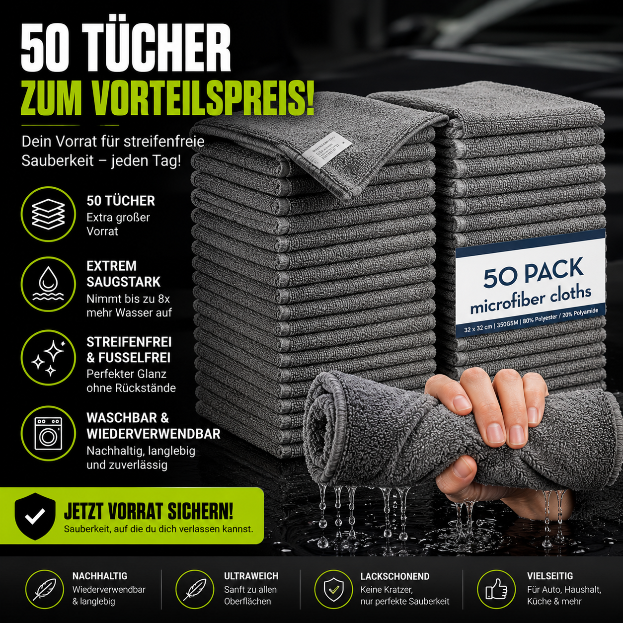 Mikrofaser Power Reinigungstücher Set