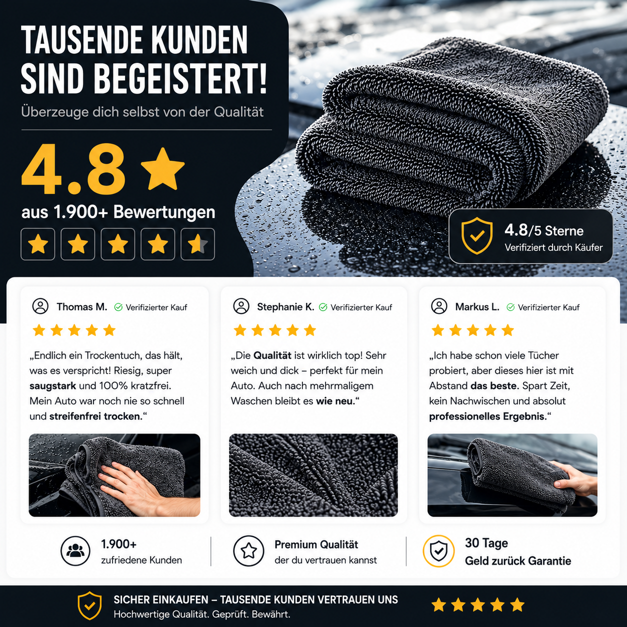 Einmal drüber – perfekt trocken.
